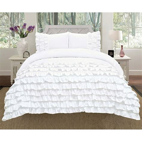 Empire Home 3 Piece Katy Pleated Ruffled Comforter Set Queen Size