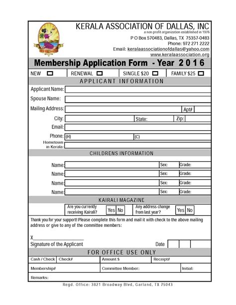 Non Profit Membership Application Template For Your Needs