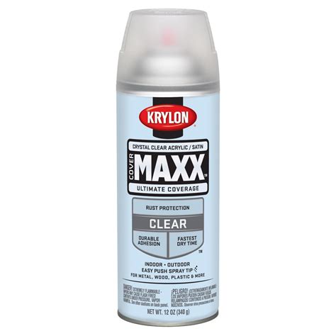 Krylon Covermaxx Satin Clear Spray Paint And Primer In One Actual Net Contents 12 Oz At