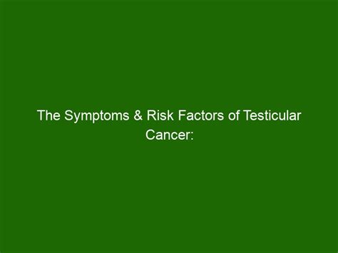 The Symptoms Risk Factors Of Testicular Cancer What Men Should Know Health And Beauty