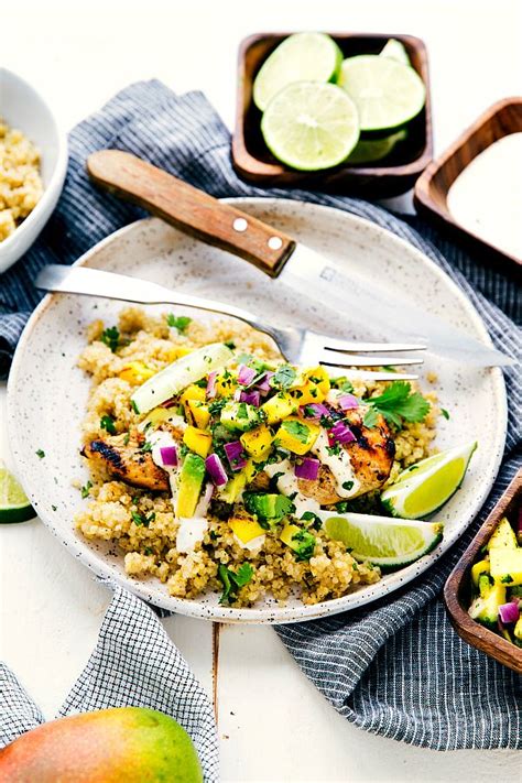 The sauce can be reheated if ready before your fish or chicken. Mango-Avocado Salsa over Grilled Cilantro Lime Chicken ...