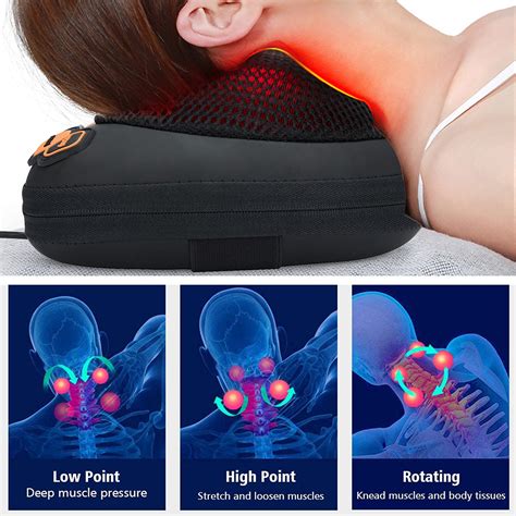 Shiatsu Neck Back Massager Massage Pillow With Heat Deep Tissue Kneading Cushion Ebay