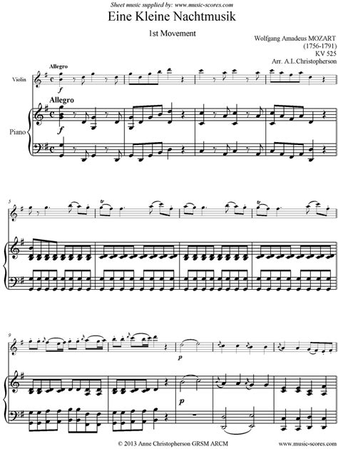 Mozart K525 Eine Kleine Nacht Musik 1st Movement Violin Piano