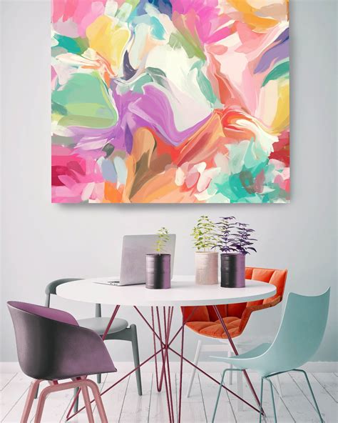 Colorful Abstract Painting Orange Gray Canvas Art Print Extra Large