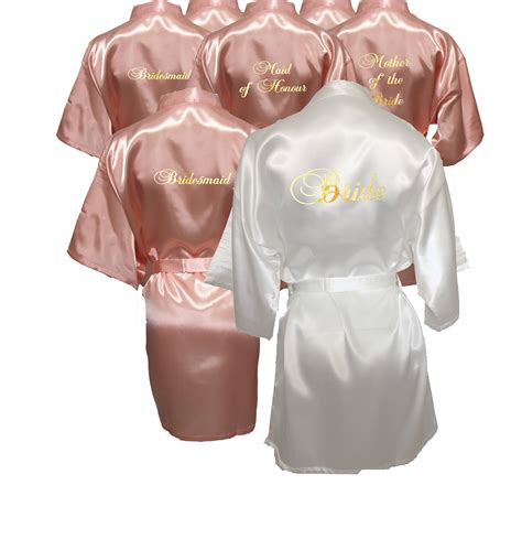 Rose Gold Bridal Party Robes Set Of 7 Personalised Robes Etsy