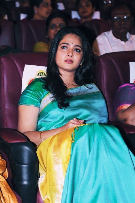 Anushka Shetty Cute Stills In Blue Saree