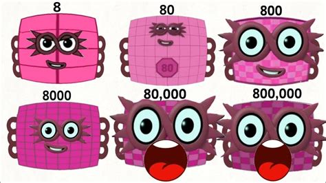 Numberblocks 8 To 800 000 Say Their Own Numbers Youtube