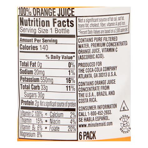 Minute Maid 100 Orange Juice Nutrition Facts Besto Blog
