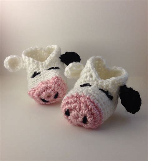 Taste Of Craftiness Crochet Cow Infant Baby Booties