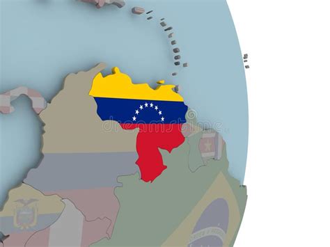 Venezuela With Flag On Earth Stock Illustration Illustration Of