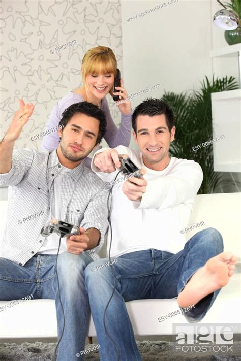 Young People Playing Computer Games Stock Photo Picture And Low