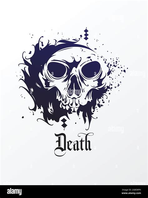 Vector Skull In Grunge Style Skull Illustration Ink Design Stock