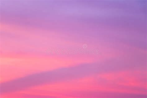 Sky Background In Twilight Period With Pink And Violet Color Stock
