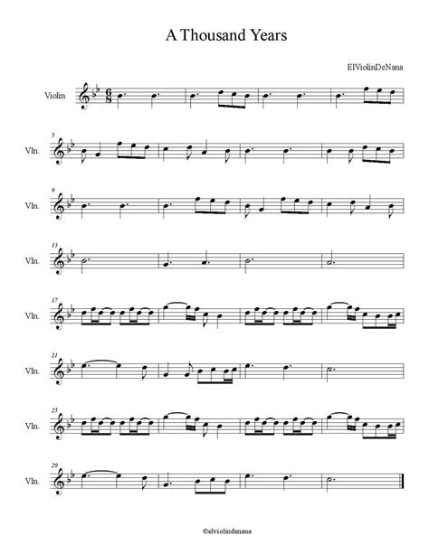 Partitura De La Canción A Thousand Years Christina Perri Las