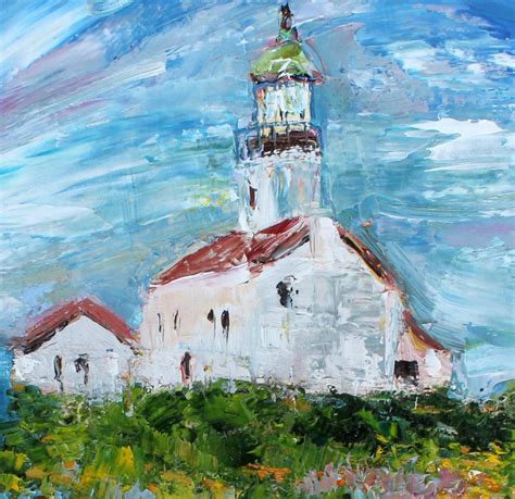 Lighthouse Painting Original Oil San Diego Park Abstract Palette
