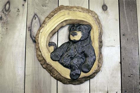Wood Bear Wall Hanging This Woodland Art Piece Is A Great Lodge And
