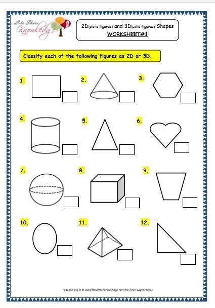 Grade 3 Maths Worksheets 143 Geometry 2d Plane Figures And 3d