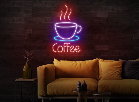 Coffee Cup Neon Sign Coffee Neon Light Coffee Light Up Sign Etsy
