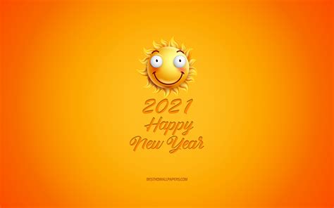 Download Wallpapers 2021 New Year Yellow 3d Sun 2021 Sun Background