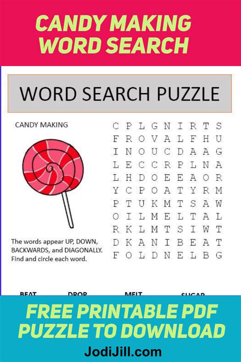Free Printable Candy Word Search Word Puzzles Word Find Kids