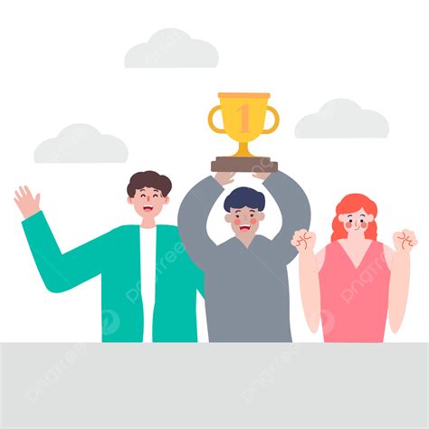 Man Holding Trophy Clipart Vector Business People Hold Trophies High