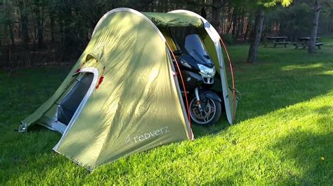 Before deciding on a motorcycle camping trip, there are always prerequisites, which, if not. Redverz Solo Tent with Motorcycle Inside - YouTube