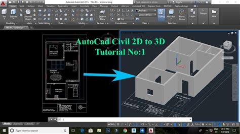 Autocad Civil Simple 2d Floor Plan To 3d House Youtube