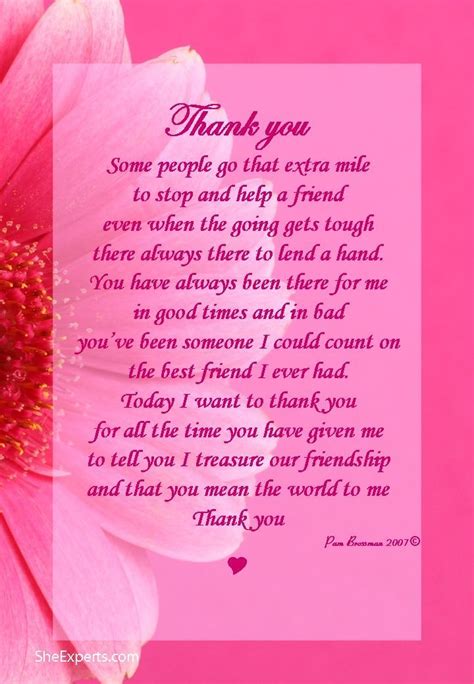 Thank You Friendship Poems Special Friend Quotes Birthday Quotes