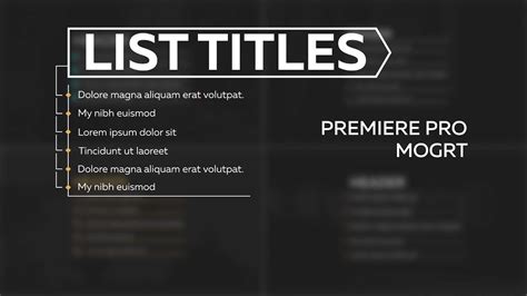 Lists Titles Premiere Pro Mogrt Template Youtube