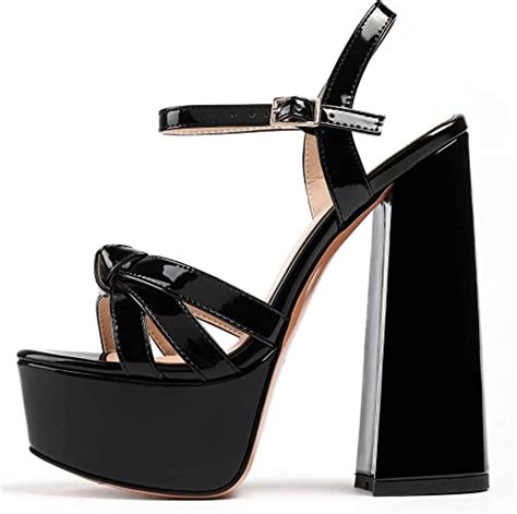 Eldof Womens Platform Chuncky High Heel Sandals 6” Ankle Strap Open Toe
