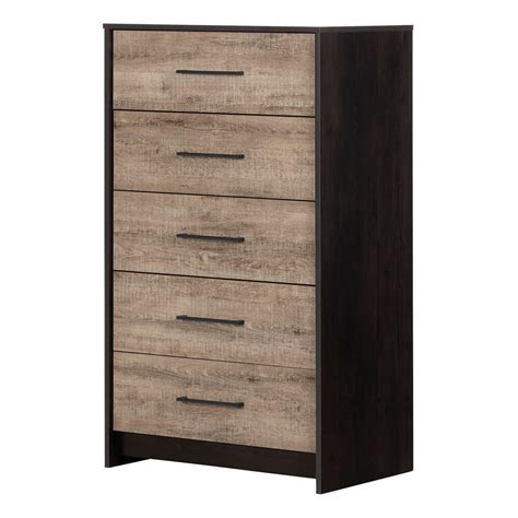 South Shore Londen 5 Drawer Chest Weathered Oak And Ebony The Home