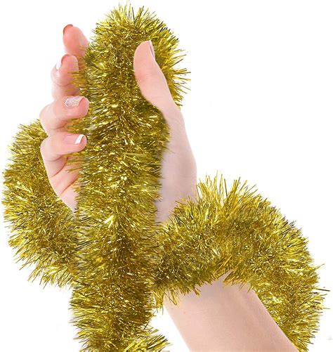 Christmas Tree Gold Tinsel Garland Metallic Streamers Celebrate A Holiday New Years