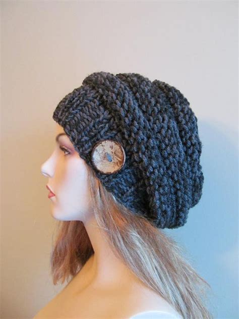 Chunky Slouch Beanie Beret Beehive Hat Craftsy Pdf Knitting Pattern Knitting Patterns