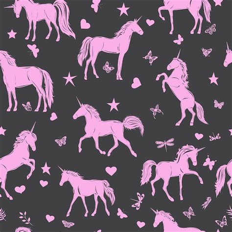Premium Vector Unicorns Pink Stars Seamless Background Vector