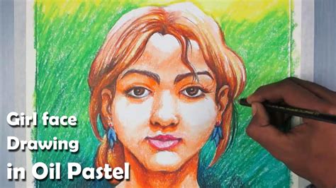 How To Draw A Girl Face And Paint Step By Step In Oil Pastel Youtube