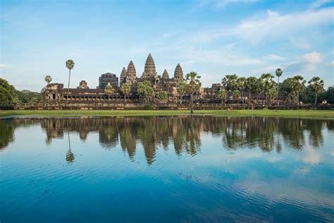 The Beautiful Reflection Of Angkor Wat The Massive And Largest Religion