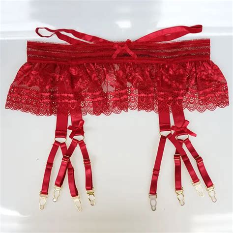 Buy Sexy Garters Lace Women Sexy Suspender Belts Female Bow 8 Straps Gold Metal