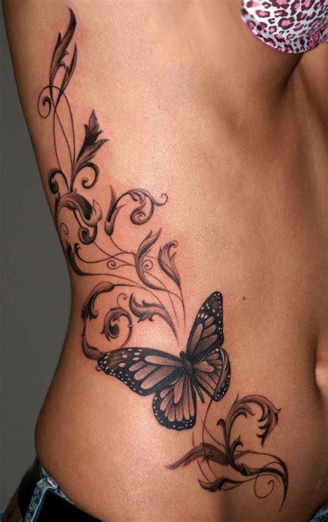 Butterfly Lower Side Stomach Tattoos For Females Scribb Love Tattoo Design