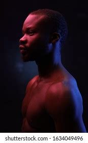 Portrait Handsome Black Man Naked Sports Stock Photo