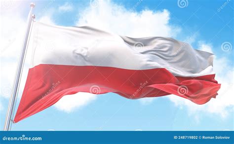 Polish Republic Flagnational Flag Of Poland Illustraton Blue Sky On