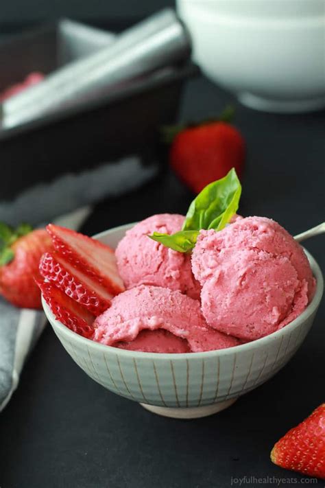 Strawberry Basil Homemade Frozen Yogurt Recipe Easy Healthy Recipes