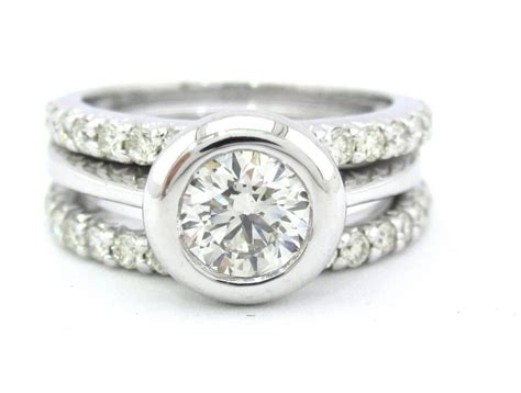 Round Diamond Bezel Set Engagement Ring And Bands By Knrinc