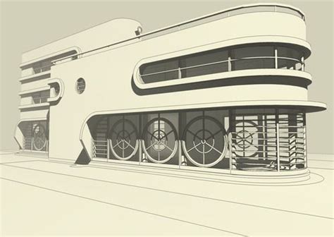 3d Digital Design Of A Streamline Moderne Villa Art Deco Architecture