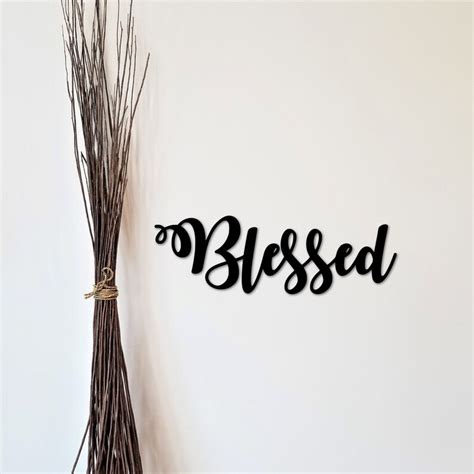 Blessed Script Sign Metal Wall Art Dining Room Decor Etsy