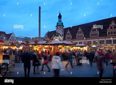 Europe Saxony Leipzig Christmas Market Old Town Hall Stock Photo Alamy