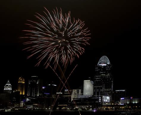 Fireworks And Cincinnati Skyline Photograph By Yvonne Powell