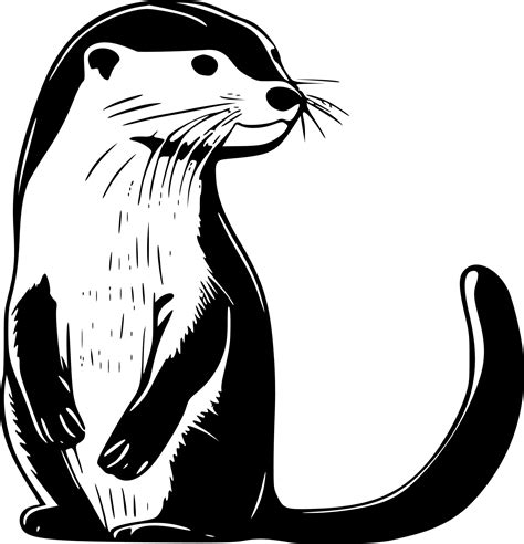Otter Black And White Vector Illustration 23855531 Vector Art At Vecteezy