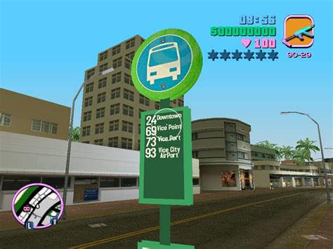 The Gta Place Miami Bus Stop Sign