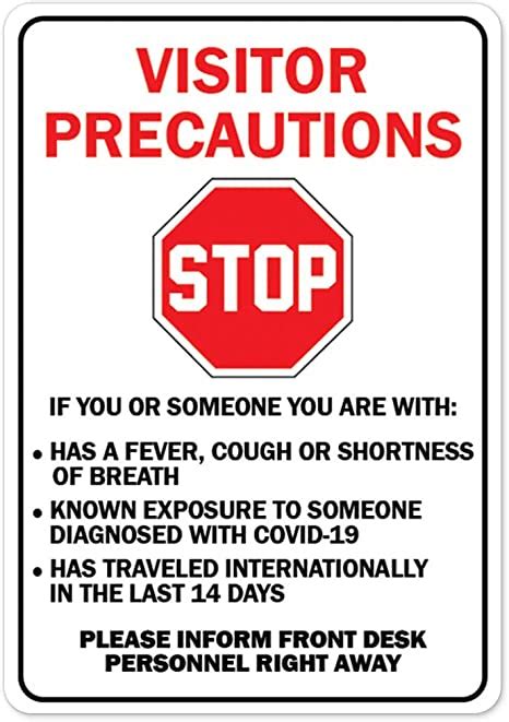 Covid 19 Notice Sign Stop Visitor Precautions Peel And