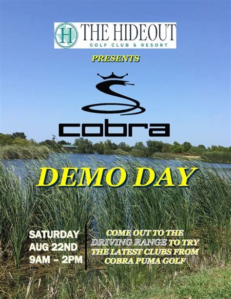 However, you have to cover the entire monthly. Cobra Demo Day at The Hideout Golf Club and Resort, Brownwood